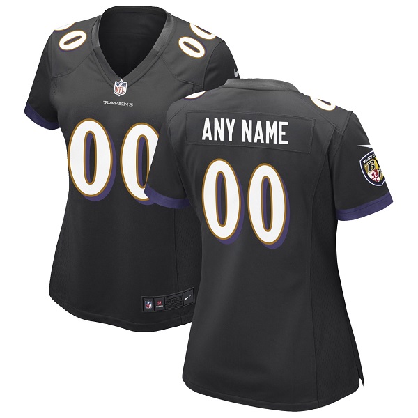 Women's Baltimore Ravens Customized Black Elite Stitched Jersey(Run Small）